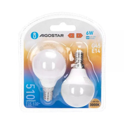 Żarówki LED G45 E14 6W 3000K 2 szt. - ciepłe światło, 510 lm