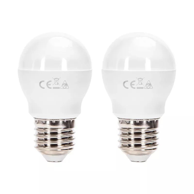 Zestaw 2 żarówek LED G45 E27 10W 3000K biały plastik