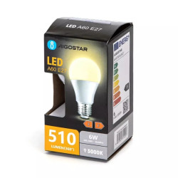 Żarówka LED A60 E27 6W 3000K ciepłe światło 510lm plastikowa