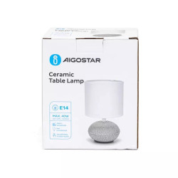Lampa stołowa ceramiczna E14 40W biały jasny cyjan 225mm