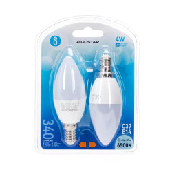 Żarówka LED świeczka C37 E14 4W zimna barwa 6500K 2 sztuki