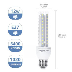 Żarówka LED 12W E27 1180lm zimna 6500K w kształcie U ze szkła
