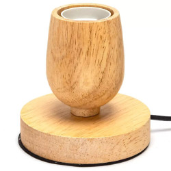 Lampa stołowa drewniana z gniazdem E27, max 60W, brązowa