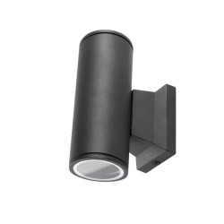 Kinkiet ścienny czarny z dwoma oprawkami GU10, aluminiowy, IP65