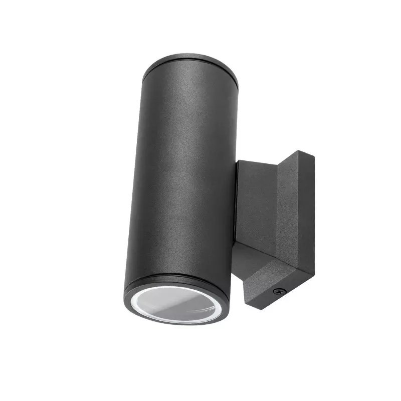Kinkiet ścienny czarny z dwoma oprawkami GU10, aluminiowy, IP65
