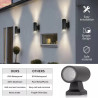 Kinkiet ścienny czarny z dwoma oprawkami GU10, aluminiowy, IP65