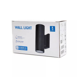 Kinkiet ścienny czarny z dwoma oprawkami GU10, aluminiowy, IP65