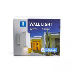 Kinkiet ścienny biały z oprawką GU10, max 35W, IP65, aluminium
