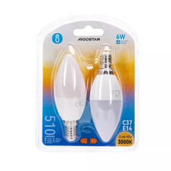 Żarówka LED świeczka C37 E14 6W 3000K 510 lm biała plastikowa