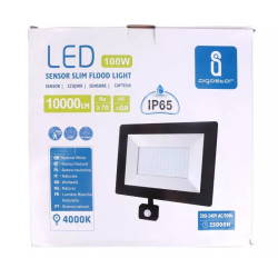 Reflektor LED 100W 4000K z czujnikiem ruchu czarny IP65