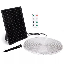 Zewnętrzna taśma LED RGB 20W 20m solarna z pilotem i panelem
