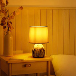 Lampa stołowa ceramiczna z oprawką E14 do 40W, biało-szara