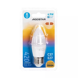 Żarówka LED świeczka C37 E27 4.9W 3000K 420lm biała do wnętrz