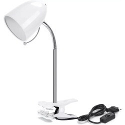 Lampa biurkowa z klipsem E27 max 40W biała, elastyczna szyja