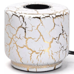 Lampa stołowa ceramiczna z gwintem E27 biała ze złotym wzorem max 60W