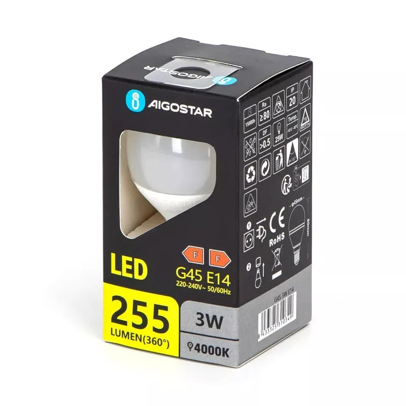 Żarówka LED G45 E14 3W 4000K neutralna barwa światła 255 lm