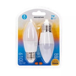Żarówki LED świeczka C37 E27 7W 3000K 2 sztuki