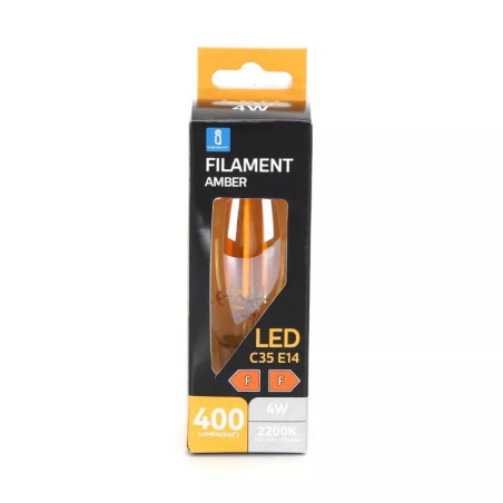 Żarówka LED filament 4W E14 bursztynowa C35 2200K 400lm