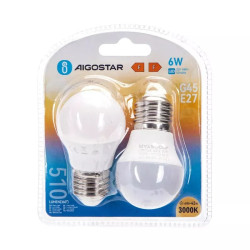 Żarówka LED E27 6W 3000K 510lm 2 sztuki ciepłe światło G45