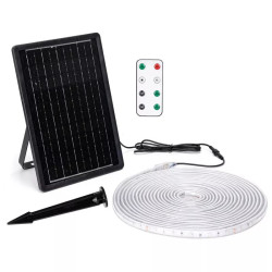 Taśma LED solarna RGB 100W 1000lm 10m IP65 z panelem i pilotem