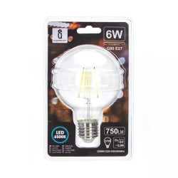 Żarówka LED filamentowa G80 E27 6W zimna 6500K przezroczysta
