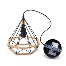 Żyrandol wiszący z żelazną klatką czarny 60W E27 110 cm
