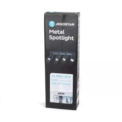 Reflektor sufitowy czteropunktowy GU10 140W matowy czarny aluminium