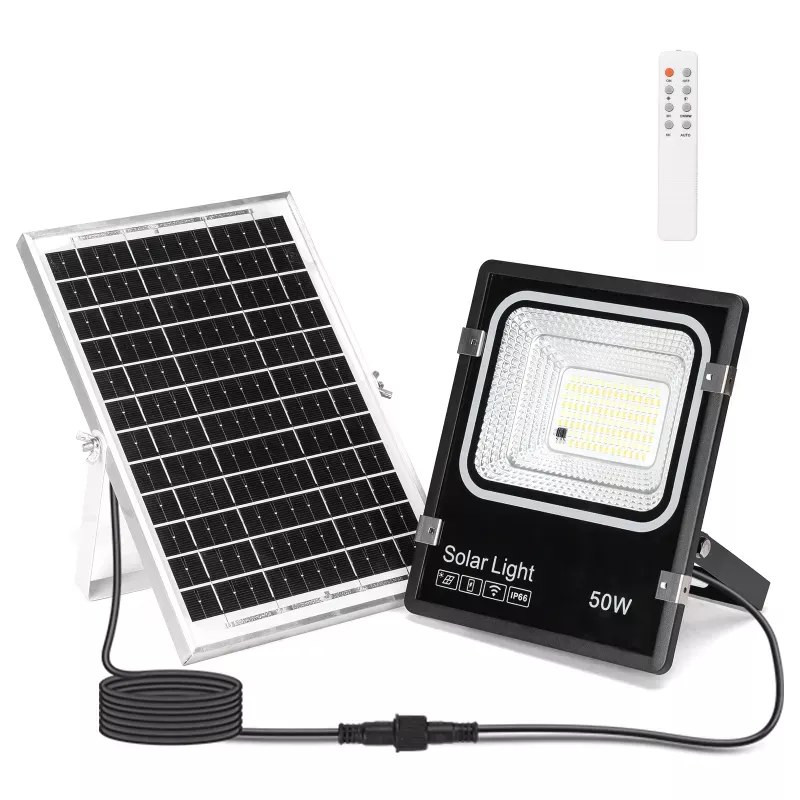 Naświetlacz solarny 50W 3 barwy światła 5m kabla IP66 czarny