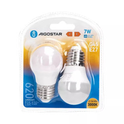 Żarówki LED E27 7W 3000K 2 szt białe plastikowe