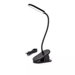 Lampa biurkowa LED na klips 2,5W 4000K neutralna barwa USB czarna