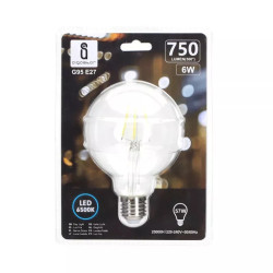 Żarówka LED filamentowa G95 6W E27 zimna barwa 750lm