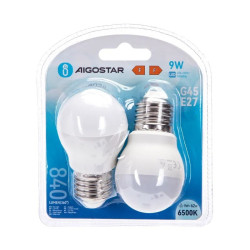 Żarówki LED G45 E27 9W 6500K zimne światło 2 sztuki