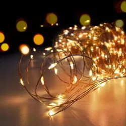 Łańcuch LED świąteczny 5 metrów z 50 ciepłymi diodami LED i pojemnikiem na baterie