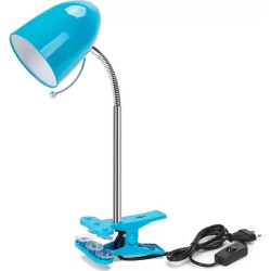 Lampa biurkowa niebieska z klipsem i gwintem E27 do 40W