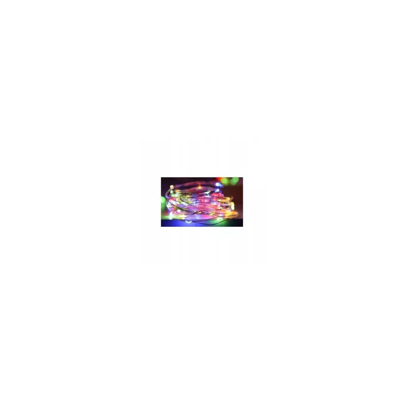 Łańcuch LED z 50 kolorowymi diodami RGB na cienkim przewodzie