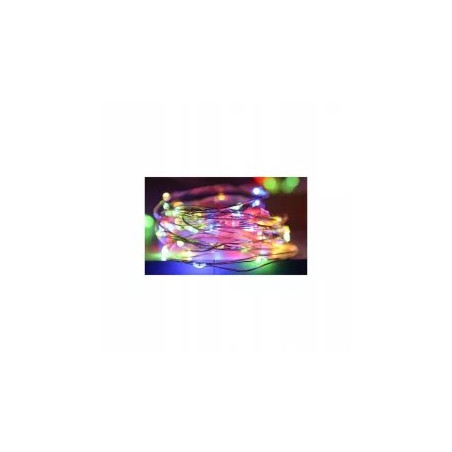 Łańcuch LED z 50 kolorowymi diodami RGB na cienkim przewodzie