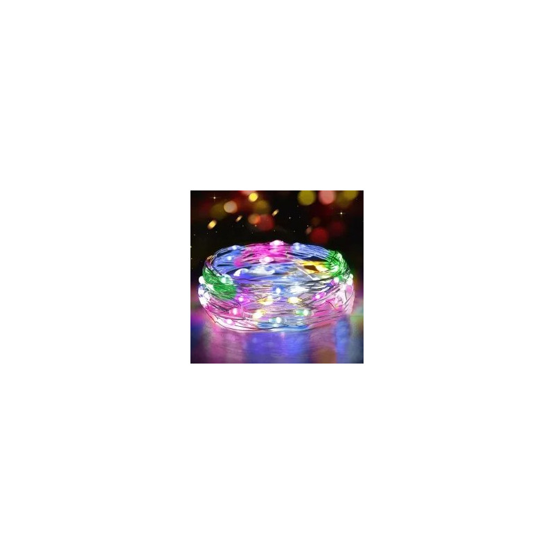 Kolorowy łańcuch LED RGB zasilany przez USB na tle ciemnego pomieszczenia