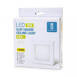 Panel LED natynkowy kwadratowy 9W 4000K 850lm biały plastikowy