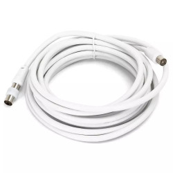 Kabel RG6U biały 5 m z męsko-męskimi złączami i akcesoriami