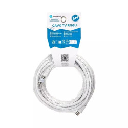 Kabel RG6U biały 5 m z męsko-męskimi złączami i akcesoriami