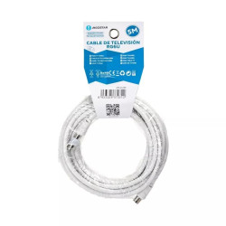 Kabel RG6U biały 5 m z męsko-męskimi złączami i akcesoriami