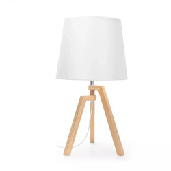 Lampa stołowa drewniana biała z trzonkiem E27 maks. 60W, wys. 53 cm
