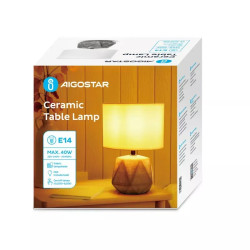 Lampa stołowa ceramiczna E14 max 40W biała z ciemnoszarym korpusem