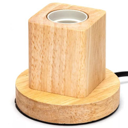 Lampa stołowa drewniana sześcian E27 max 60W do wnętrz