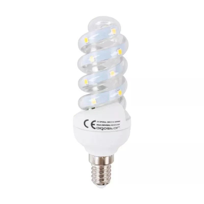 Żarówka LED spiralna E14 4,9W zimna 6500K 440lm szklana