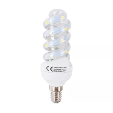 Żarówka LED spiralna E14 4,9W zimna 6500K 440lm szklana