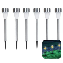 Zestaw 6 lamp solarnych wbijanych 0,018W 2700K srebrne, 37,2 cm