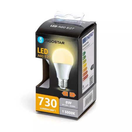 Żarówka LED A60 E27 8W 3000K 730lm biała do wnętrz