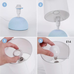 Lampa stołowa ceramiczna biało-niebieska z trzonkiem E14, 40W, 240mm
