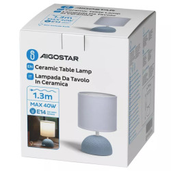 Lampa stołowa ceramiczna biało-niebieska z trzonkiem E14, 40W, 240mm